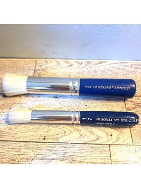 2 Stencil Brushes Jo Sonja 1/2 and 3/4 NEW Stenciler Loew-Cornell